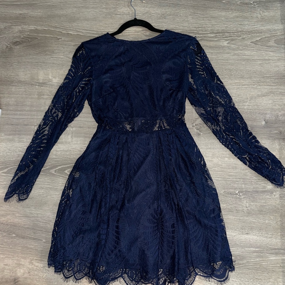 Elegant Navy Lace Dress